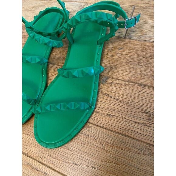 C&C California women’s Green rubber Studded ankle Strap open Sandals Size 6 - Picture 2 of 7